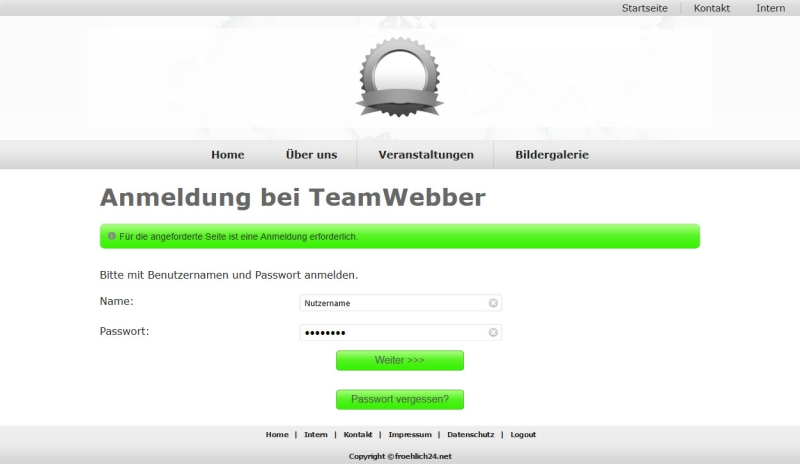 TeamWebber - Login